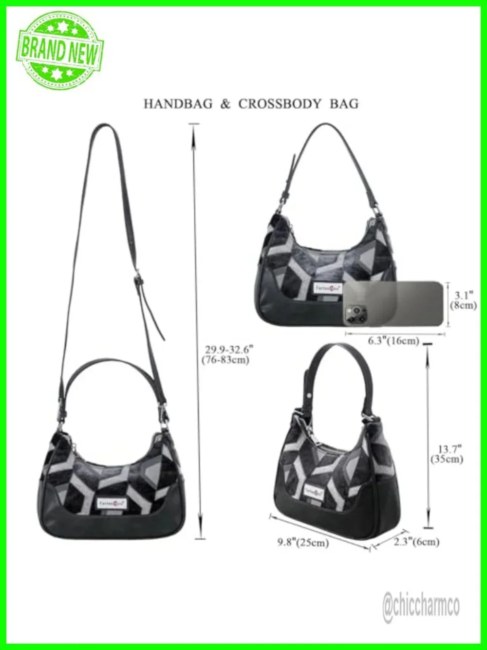 Vintage Leather Hobo Crossbody Bag with 2 Removable Straps